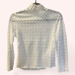 *NWT For Love & Lemons Tracy Chic Turtleneck Crop Top White Sheer Size L